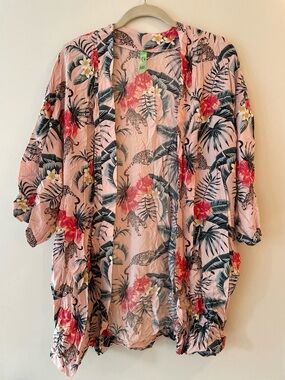 Honeydew Intimates Pink Floral Tropical Kimono Cardigan or Coverup